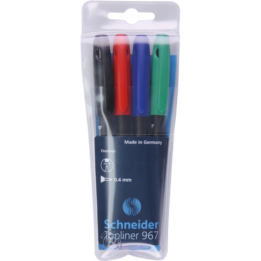 Schneider "Topliner 967" Fineliner 4er Etui (0,4mm)