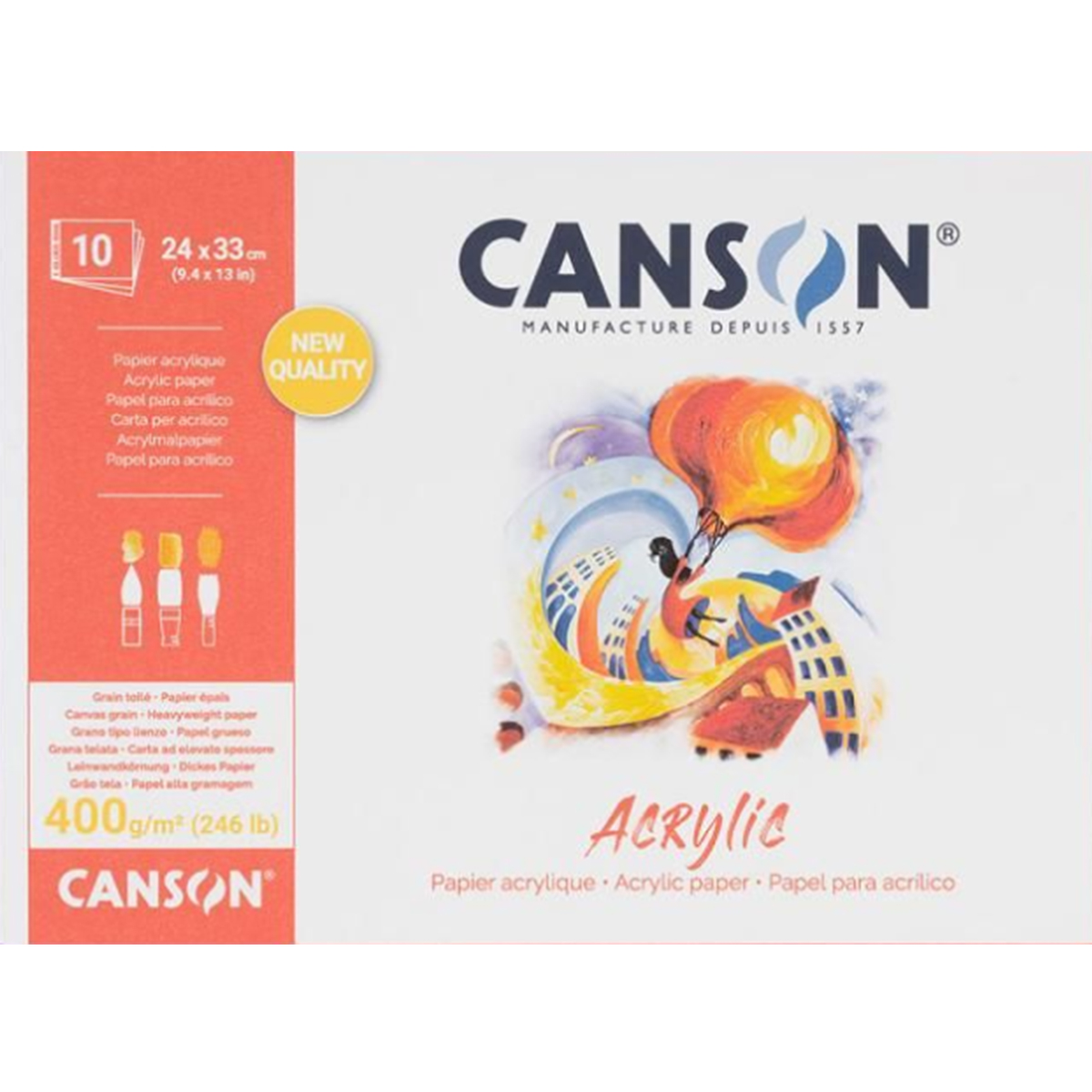 Canson "Zeichenblock Acrylic" Querformat 24x33cm (10 Seiten) 400g/m²