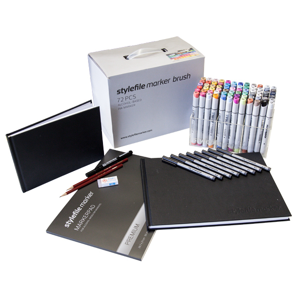 Stylefile Brush Twin Marker "72er Set inkl. 2x Blackbook & Markerpad"