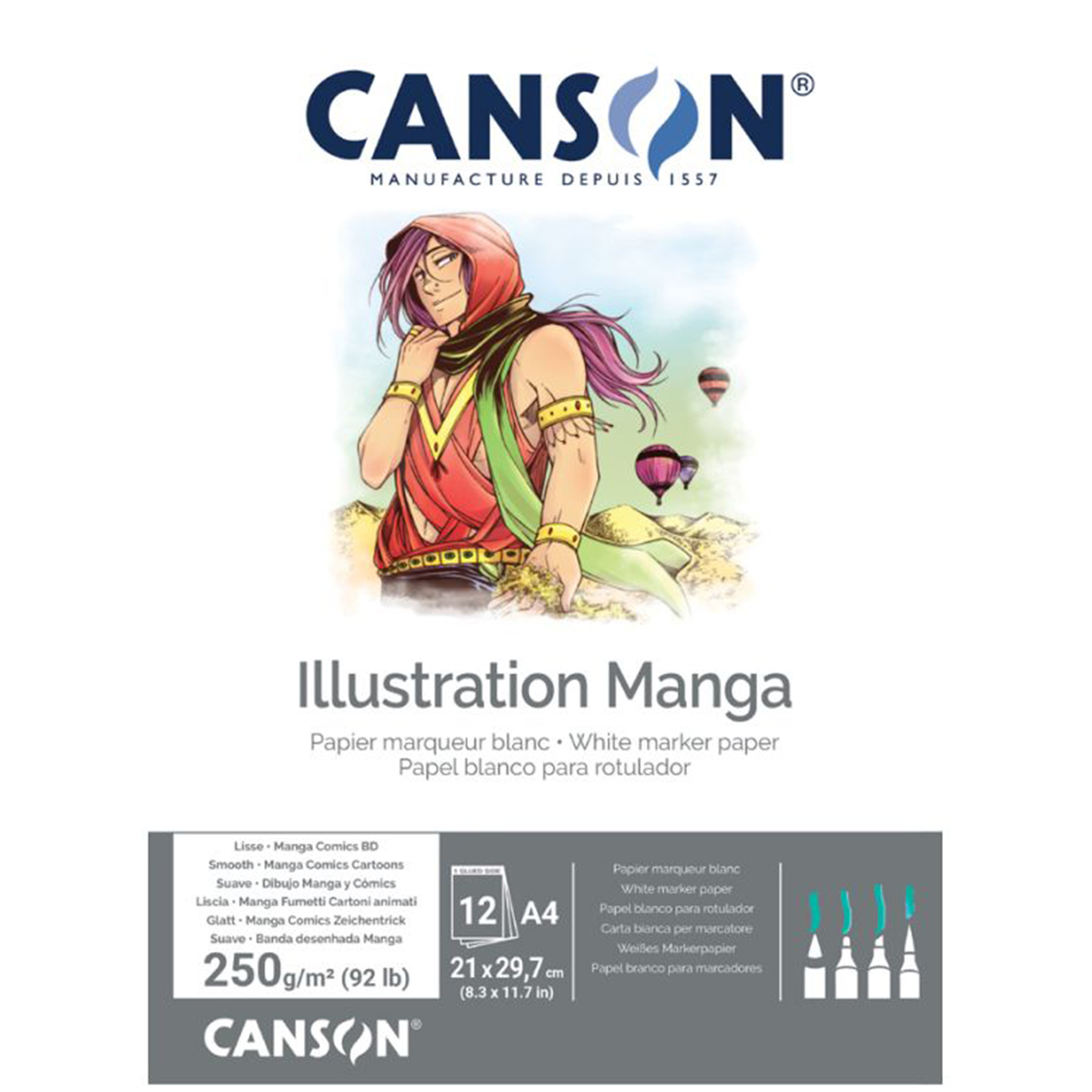 Canson "Skizzenblock Illustration Manga" Hochformat A4 (12 Seiten) 250g/m²