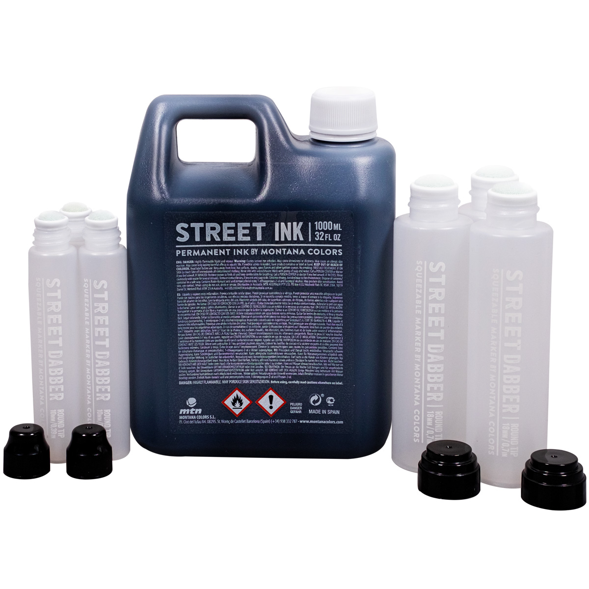 MTN "Street Ink Black (1000ml) inkl. 6er Empty Marker Set"