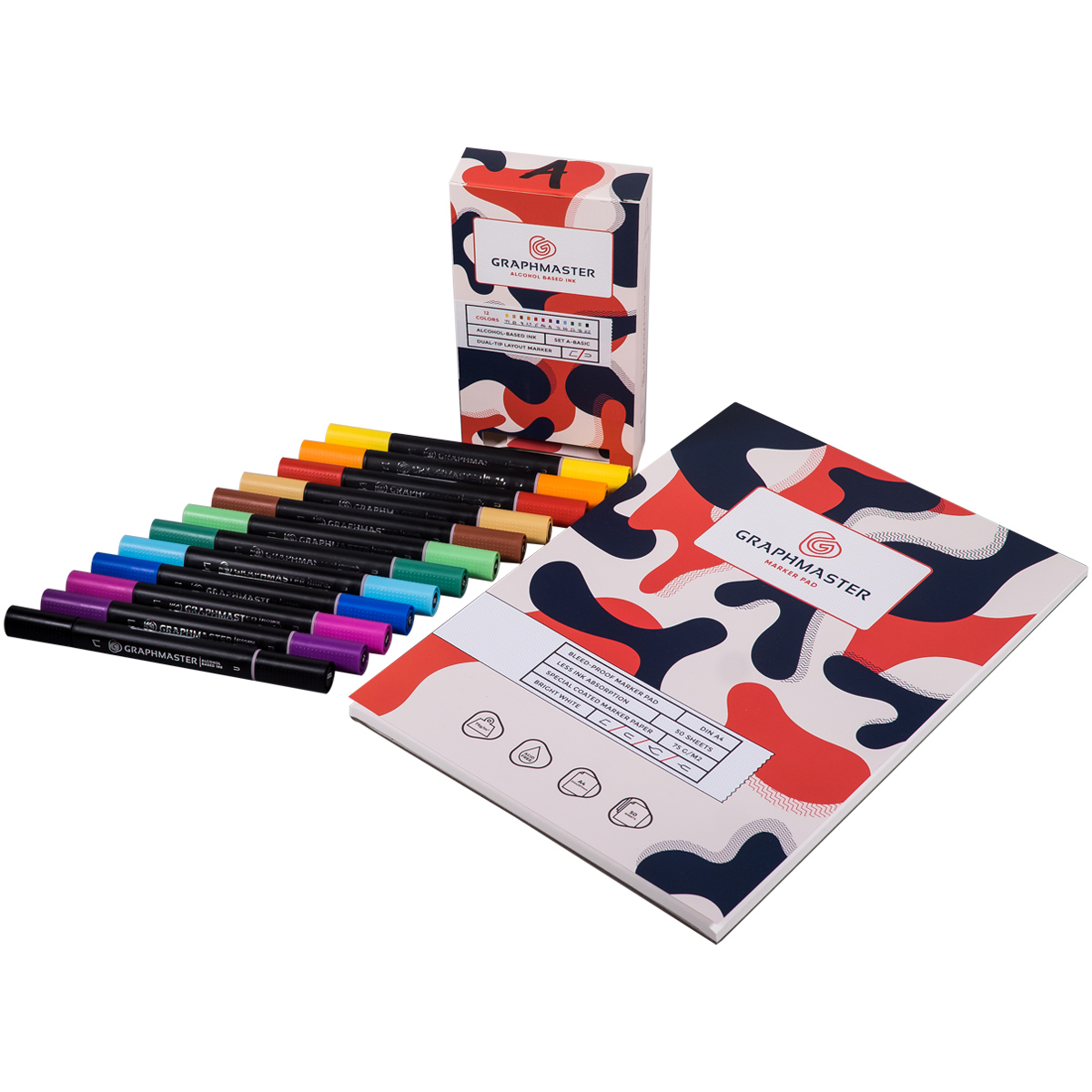 Graphmaster "Marker Pad inkl. Twin 12er Set - Main Colors"