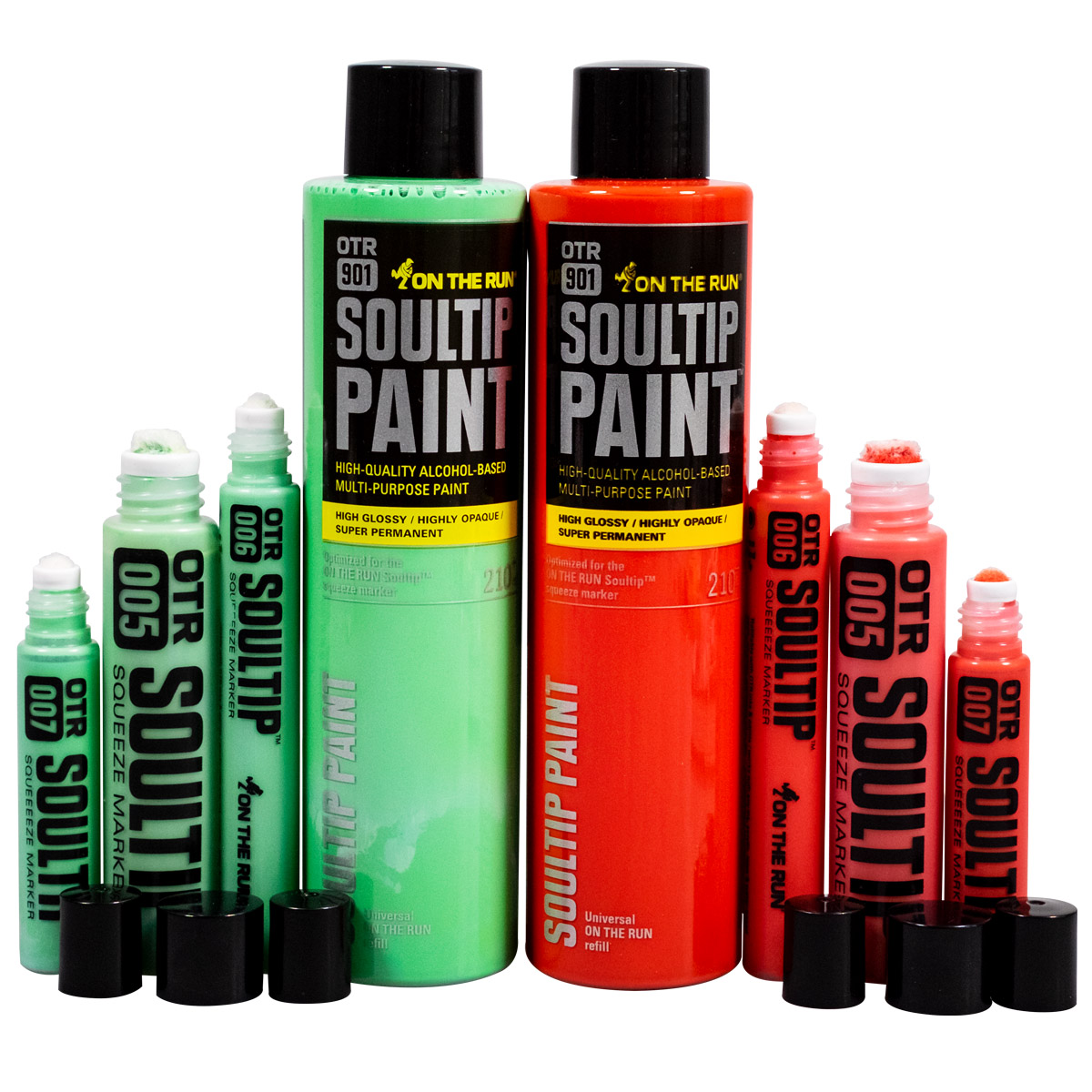 OTR "Soultip Paint Squeezer Set - Blazing Red & Neon Green"