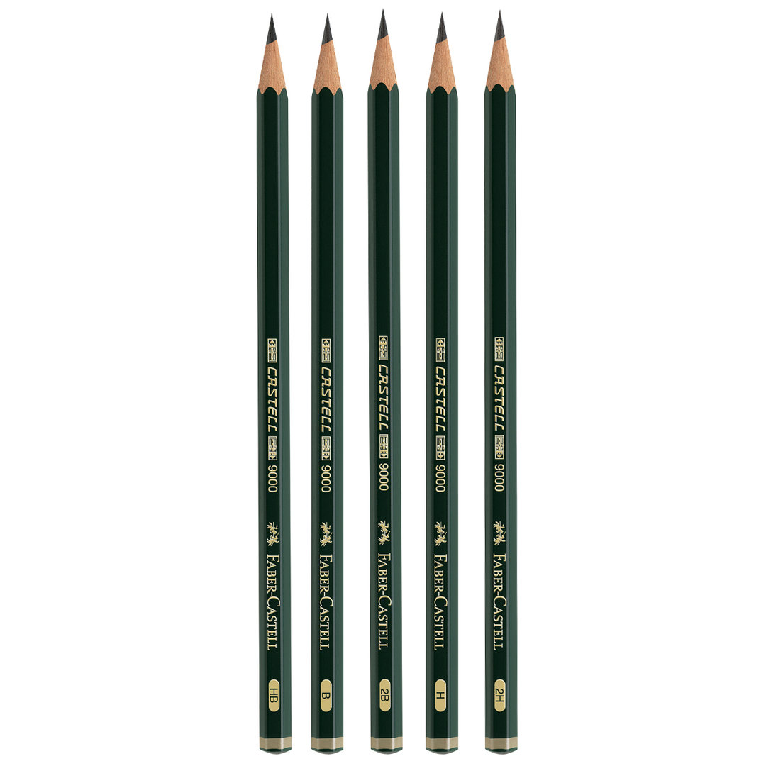 Faber-Castell "Castell 9000" Bleistift 5er Set (versch. Härtegrade)
