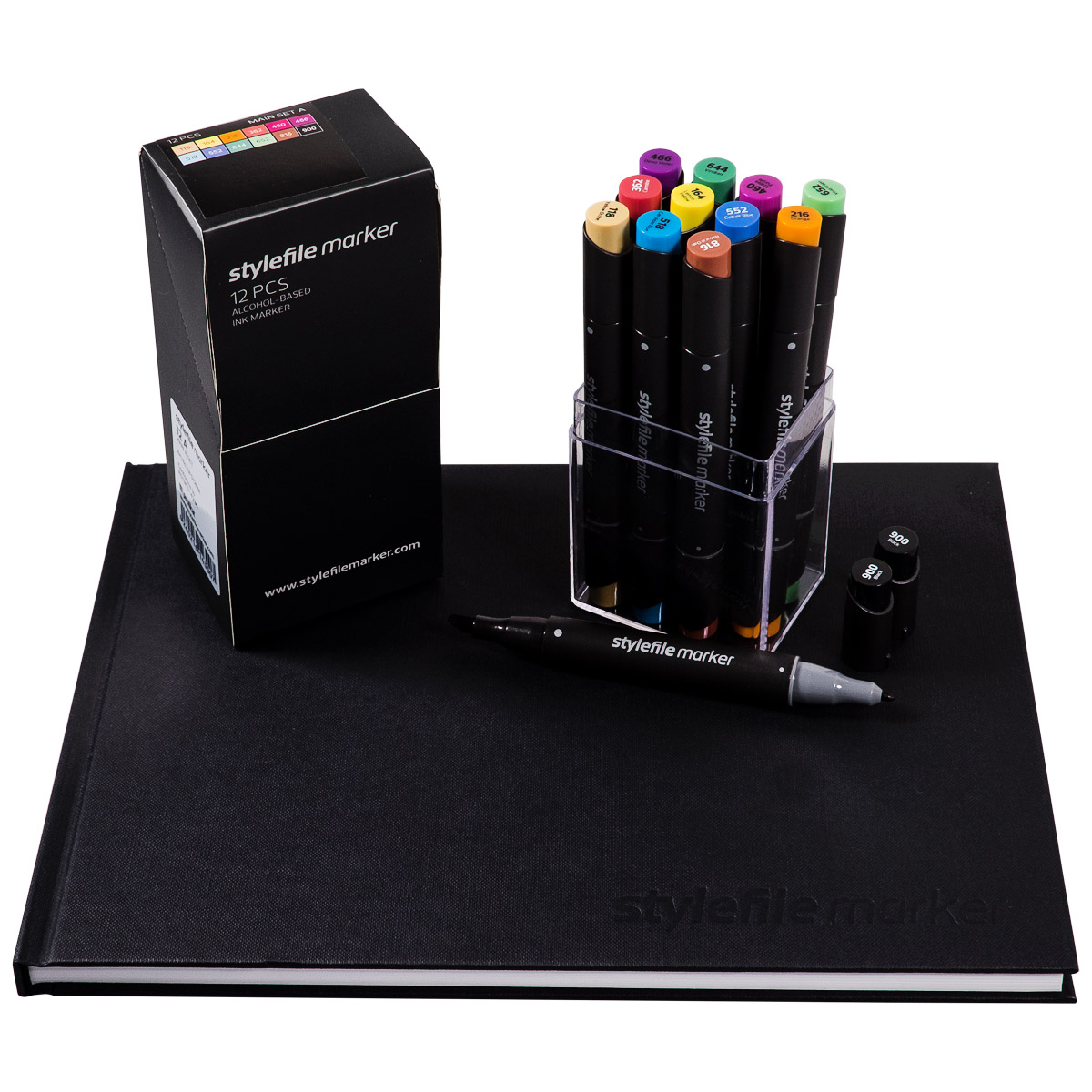 Stylefile Twin Marker "12er Main A Set inkl. A4 Blackbook"