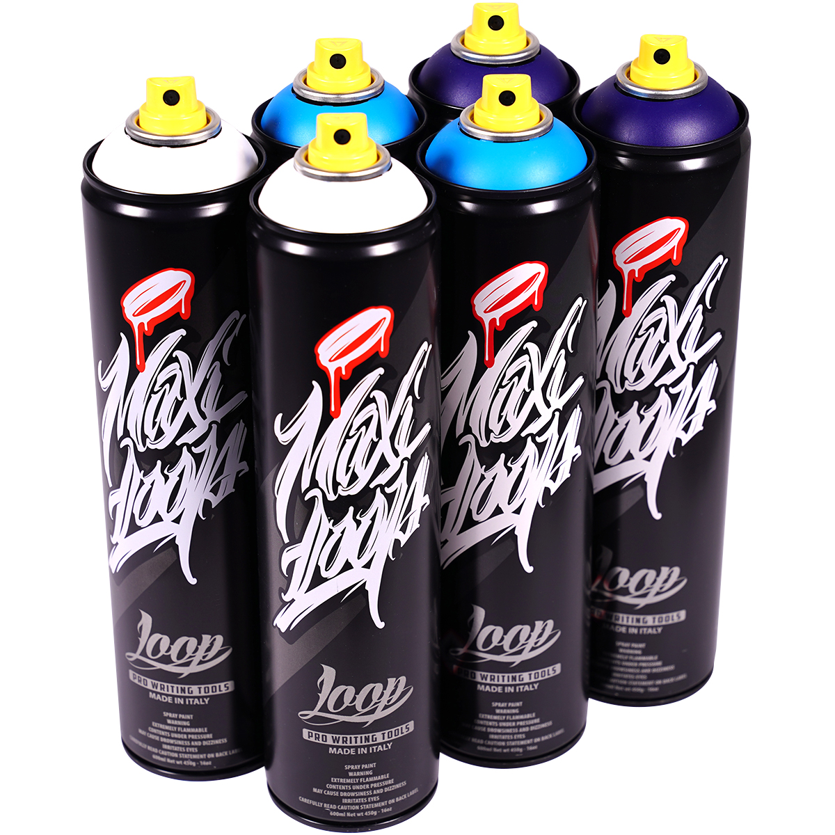 Loop Paint "Maxi Multi Color Sixpack - Blue White Tones" (6x600ml)