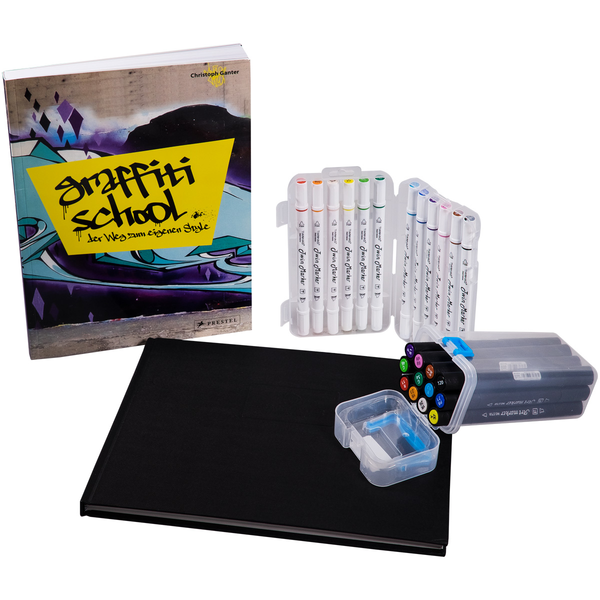 "Sketch & Art Twin Marker" 24er Starter Set inkl. Blackbook & Graffiti School Buch