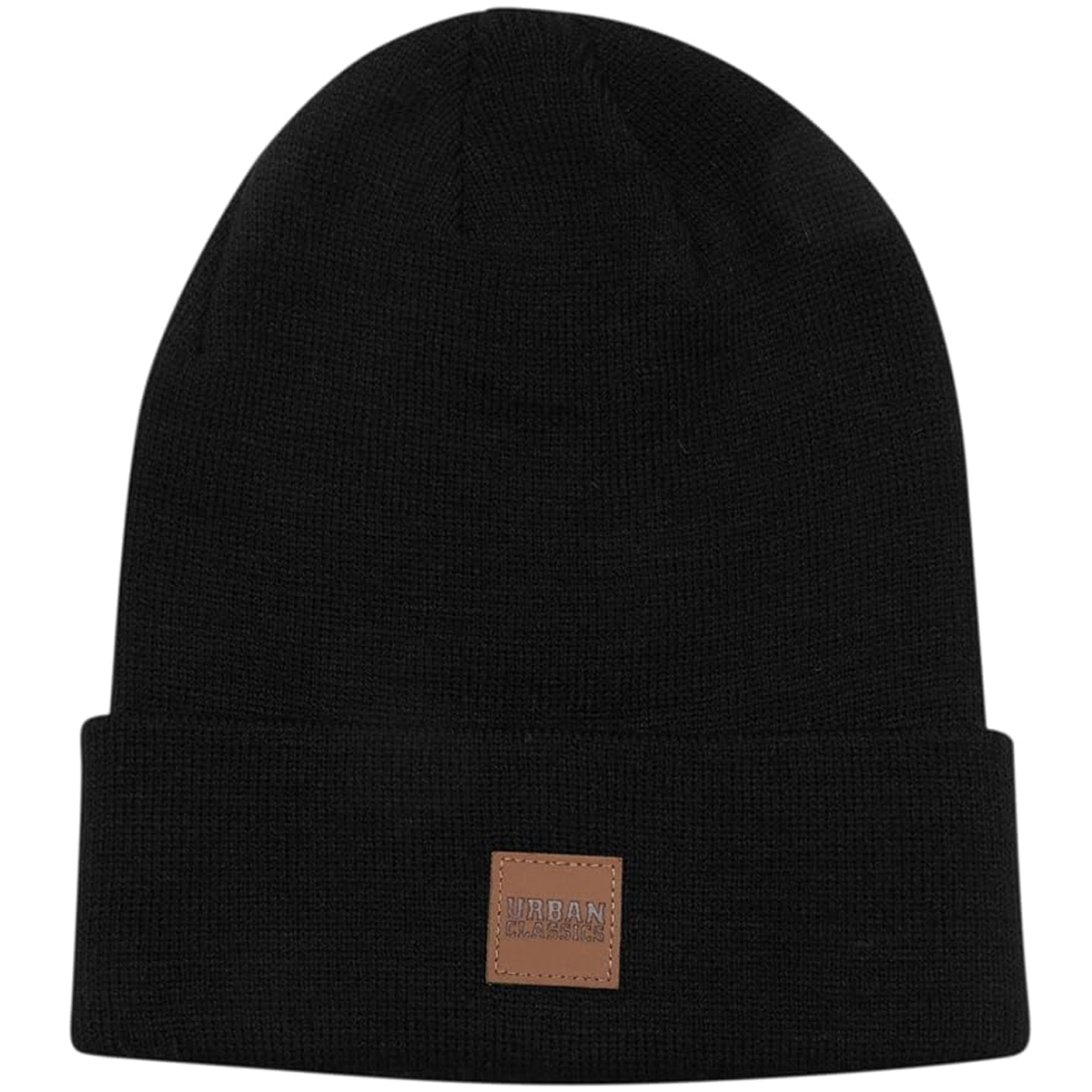 Urban Classics "Synthetic Leatherpatch Long Beanie" Black