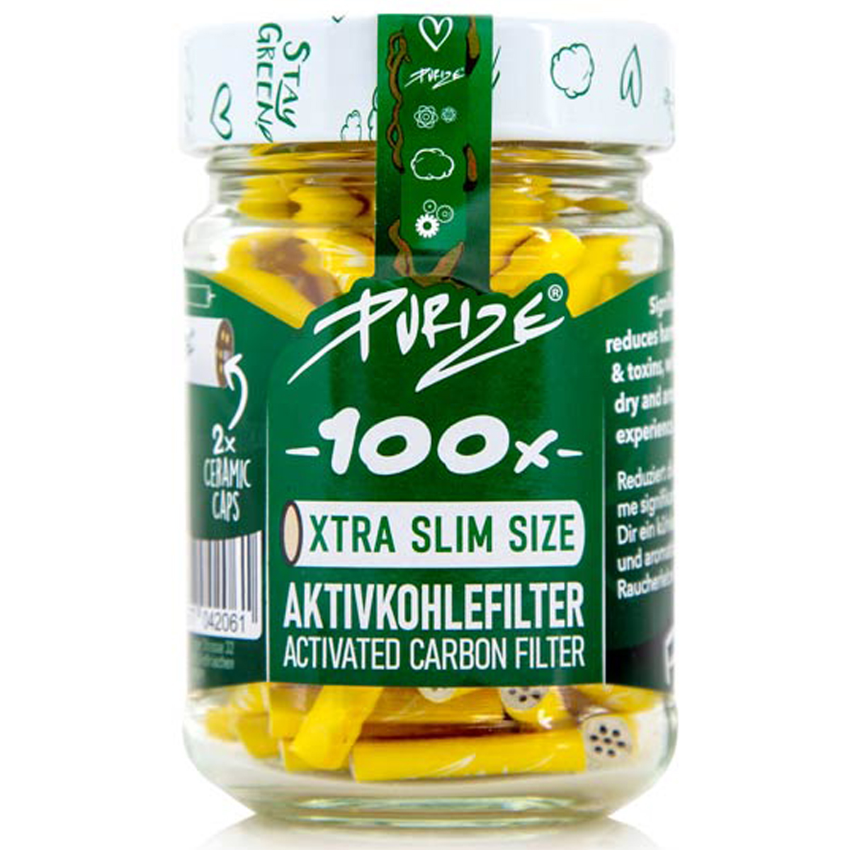 Purize Aktivkohlefilter "XTRA Slim Size 100er Glas" - Yellow