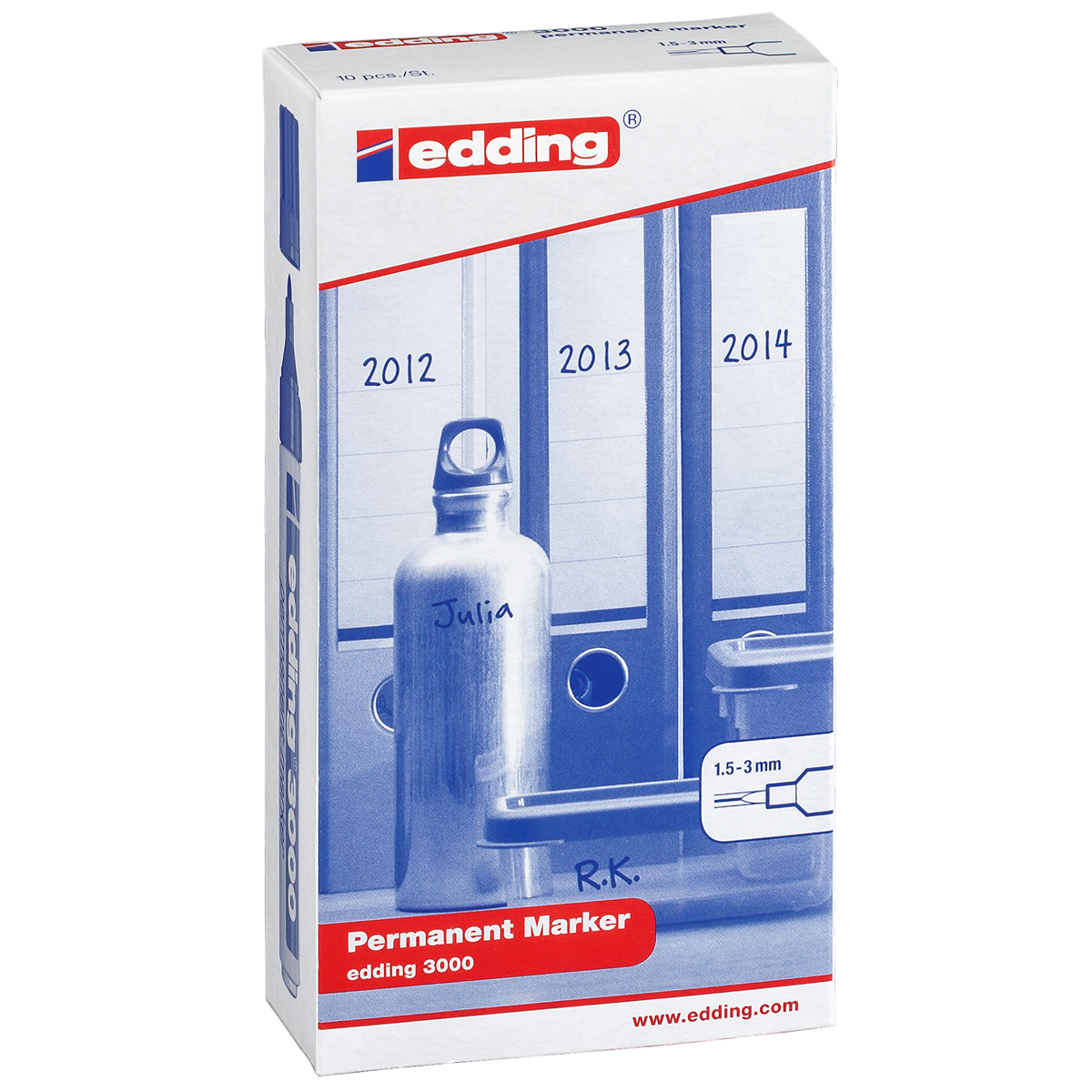 Edding "3000 Permanent Marker" 10er Set basic colours - (1,5-3mm)