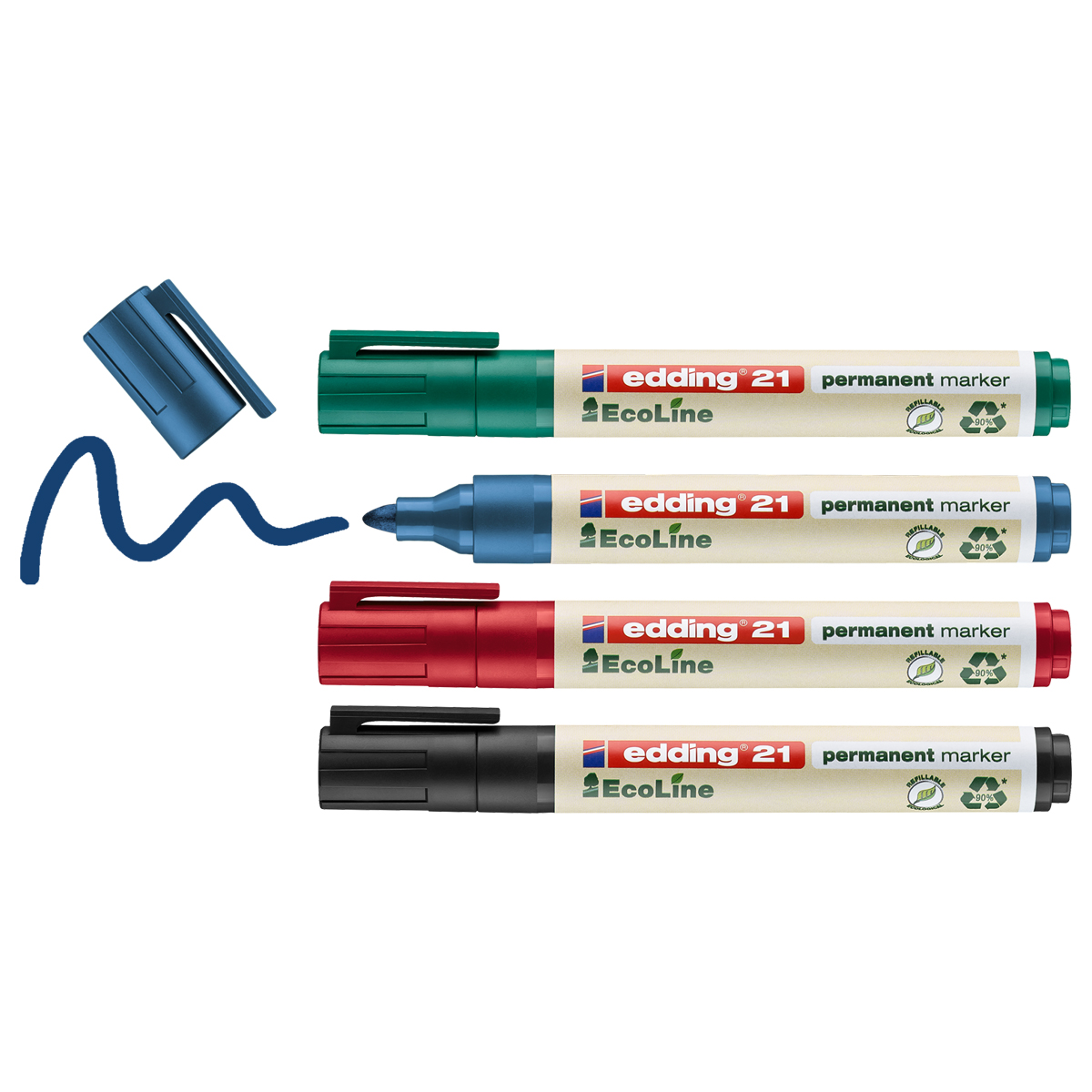 Edding "21" EcoLine Permanentmarker 4er Set (1,5-3mm)