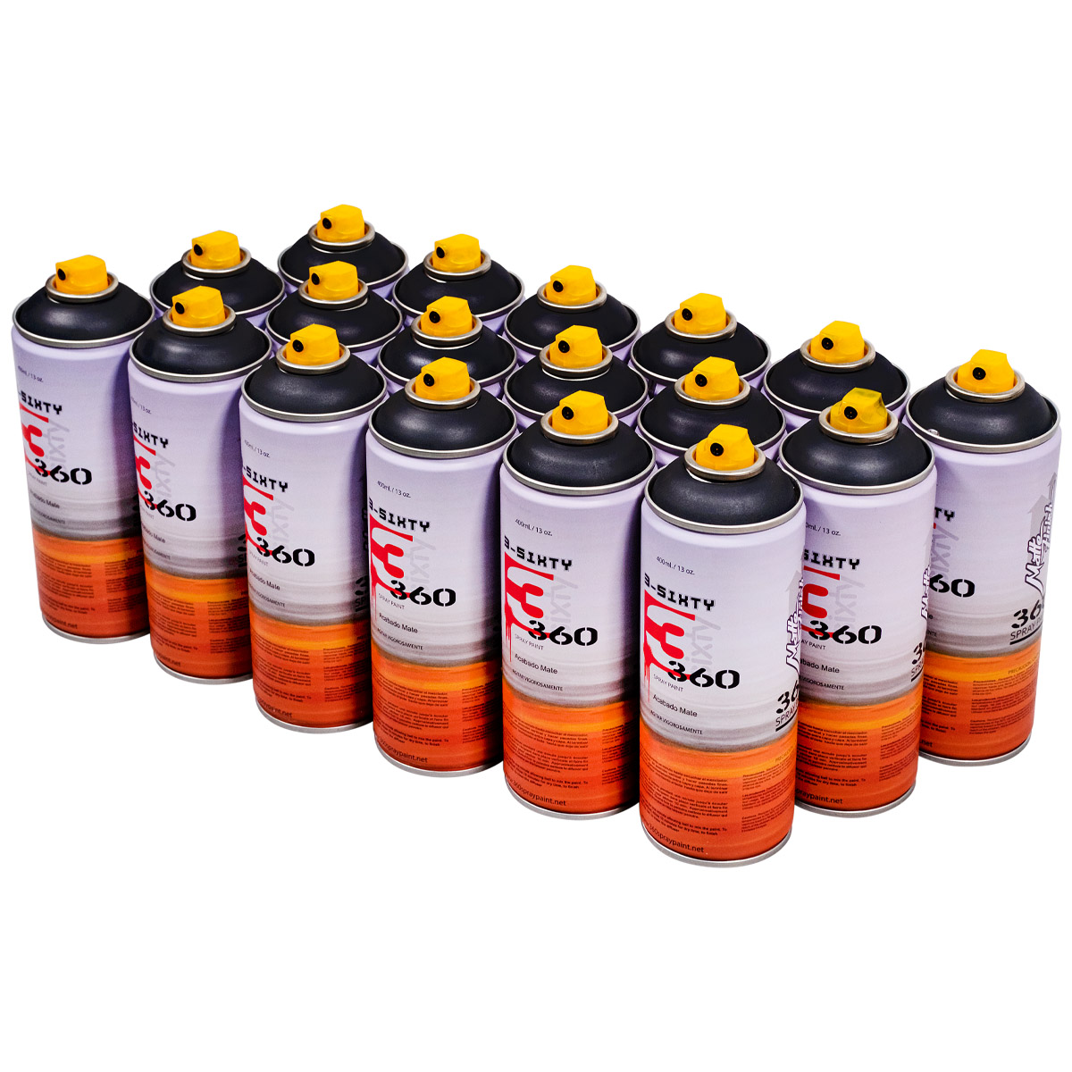360 Spraypaint "Acabado Mate One Color 18er - Black" (18x400ml)
