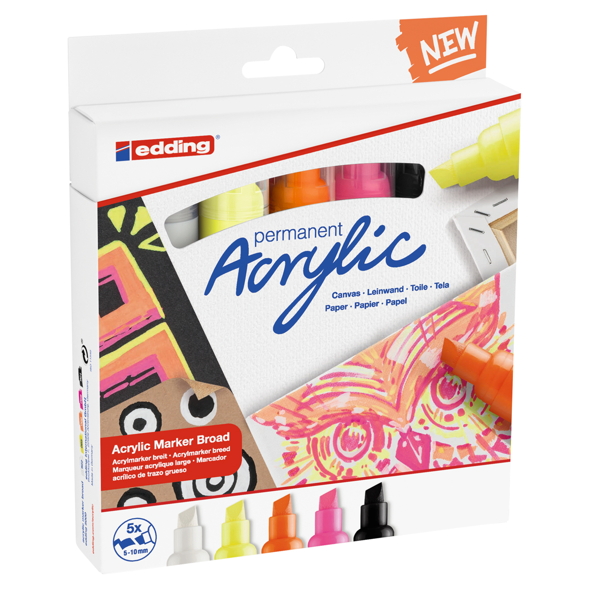 Edding "5000" Acrylmarker Keilspitze Neon 5er Set (5-10mm)