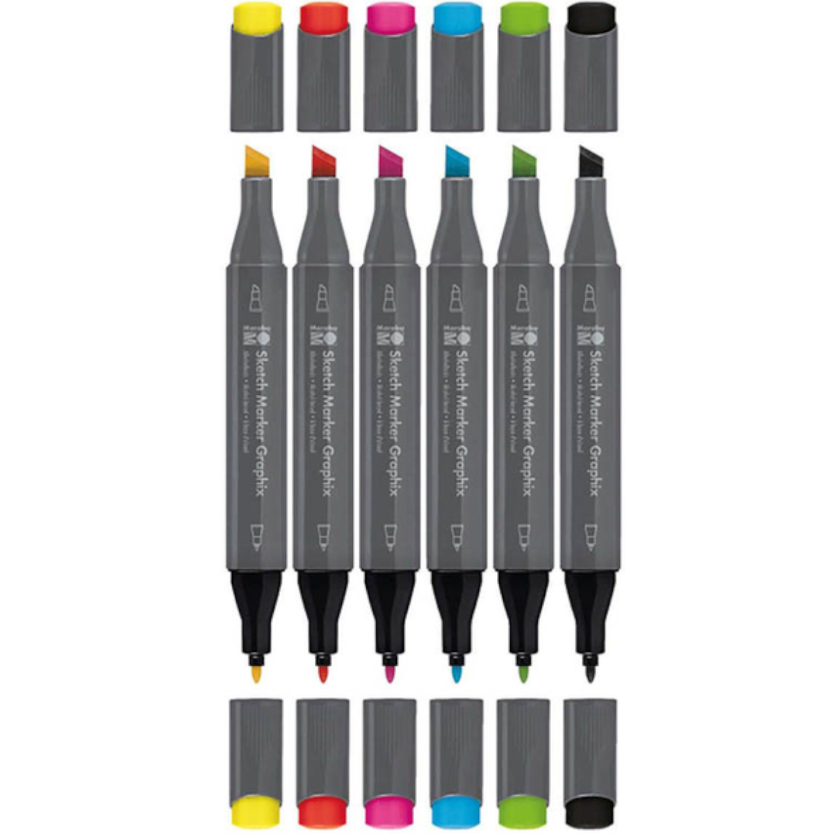 Marabu "Colour Graphix Sketch Marker" Twin-Sketchmarker 6er Set (1,5-7mm)