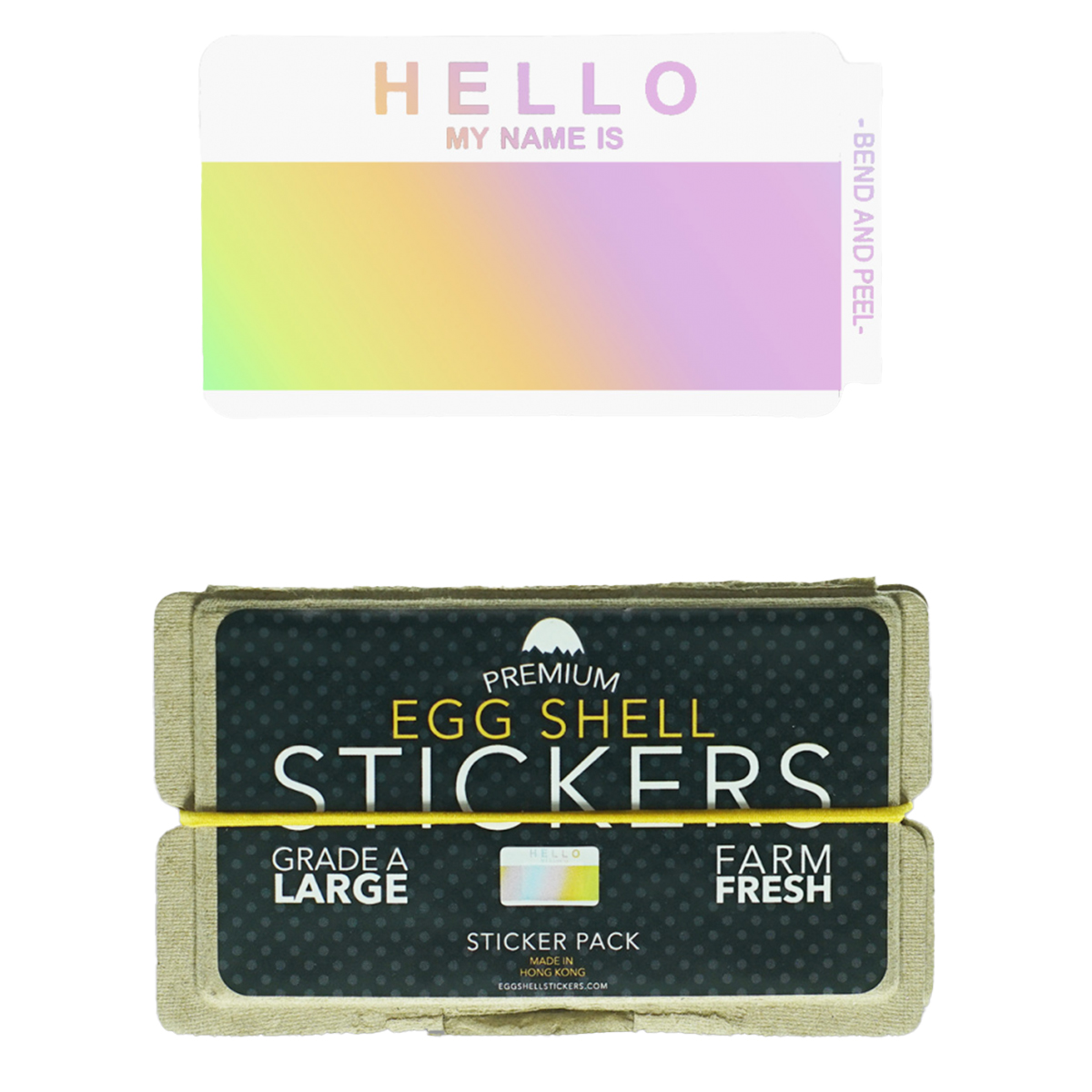 Eggshell Sticker "Hello My Name Is" Hologram 50 Stk.- 6x10cm