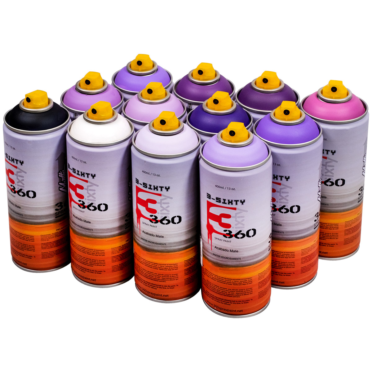 360 Spraypaint "Acabado Mate 12er Paint Box - Violet Tones" (12x400ml)
