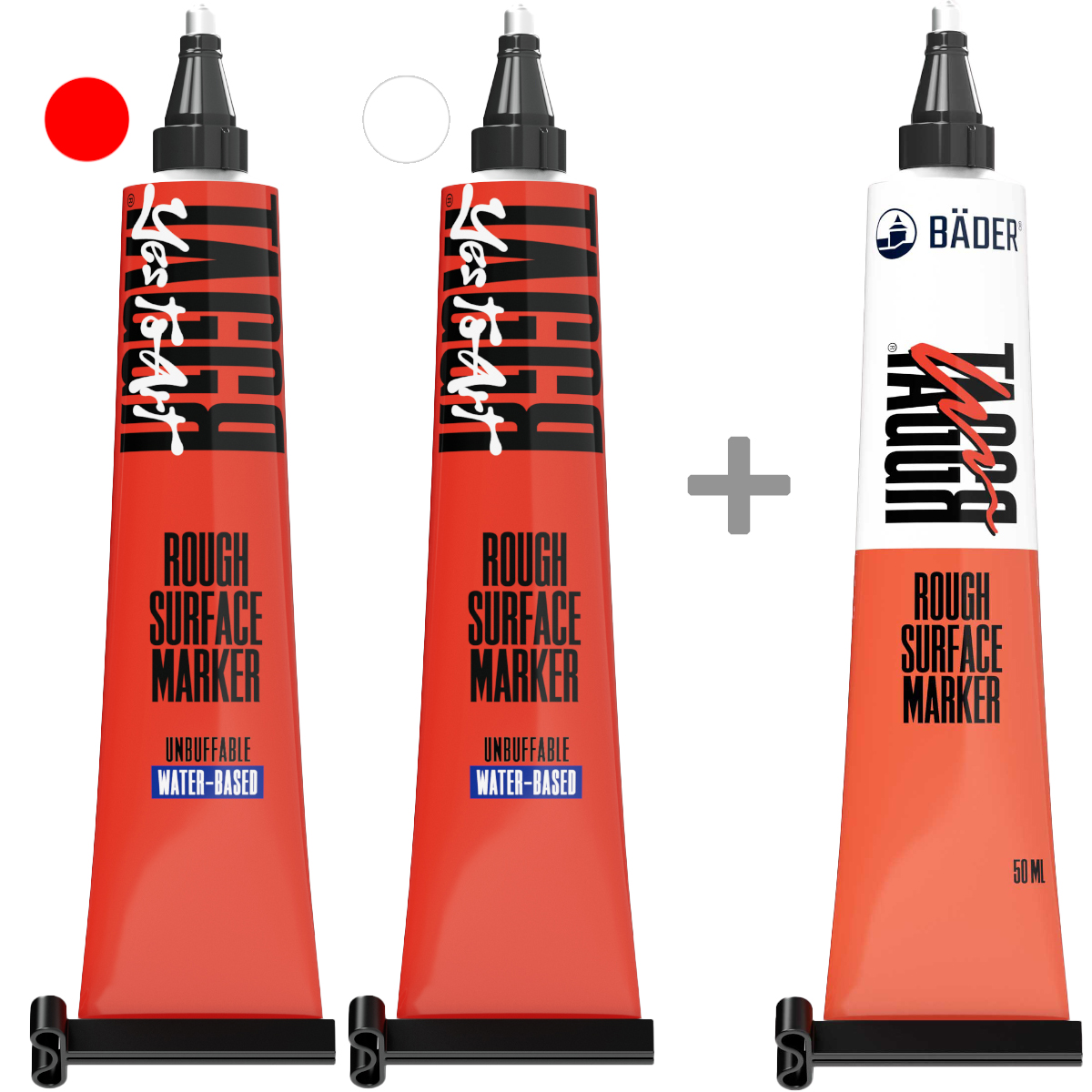 Bäder "TAGGR 2+1 Tubenmarker 3er Set" (2,5mm) Red, White & Random