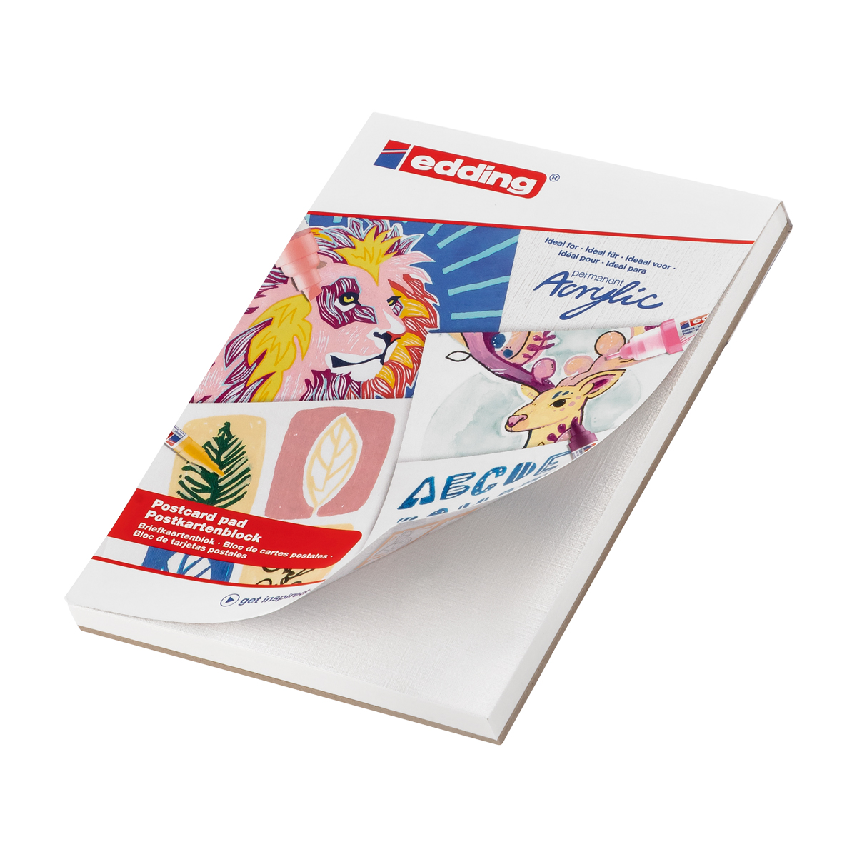 Edding "30010 Acryl-Postkartenblock" (DIN A6) - 20 Blatt Weiß