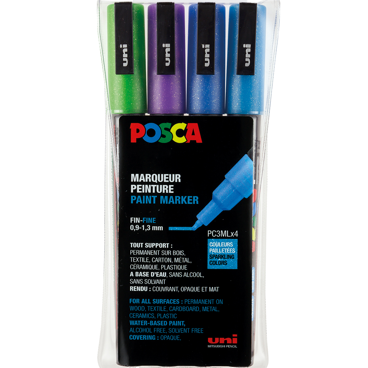 Uni Posca "PC-3ML 4er Set - Glitter 1" (0,9-1,3mm)