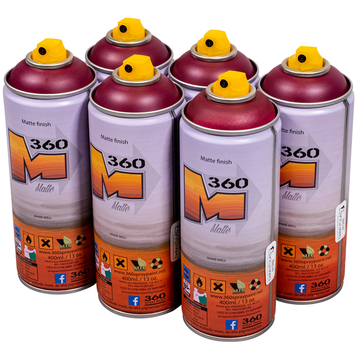 360 Spraypaint "Acabado Mate One Color Sixpack - Tarantula M/388" (6x400ml)