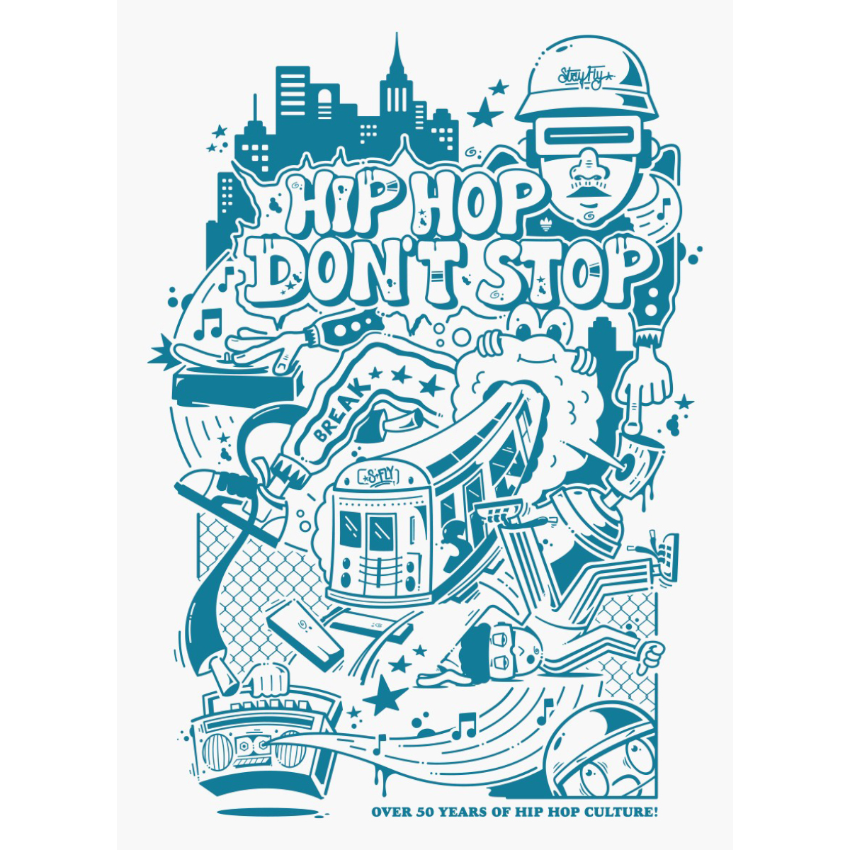 S-Fly T-Shirt "Hip Hop don´t stop" Off White