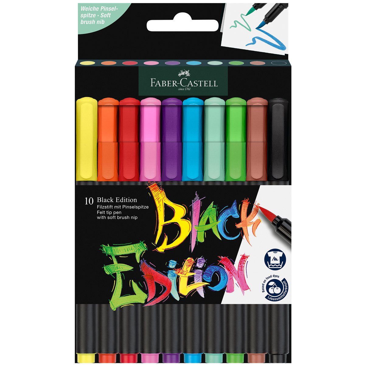 Faber-Castell "Black Edition" Filzstift mit Pinselspitze - 10er Set