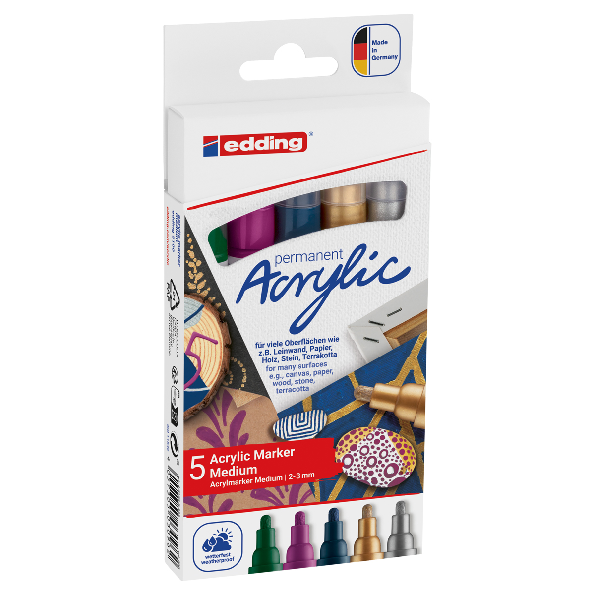 Edding Acrylmarker"5100" Medium 5er Set festlich (2-3mm)