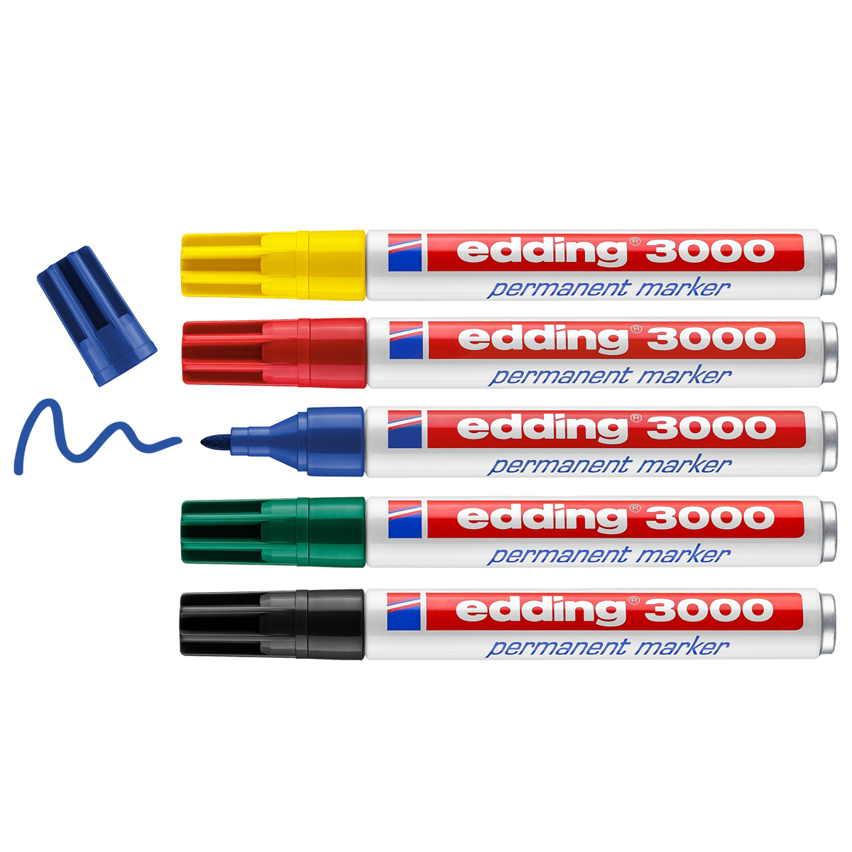 Edding "3000 Permanent Marker" 5er Set Basic Colours - (1,5-3mm)