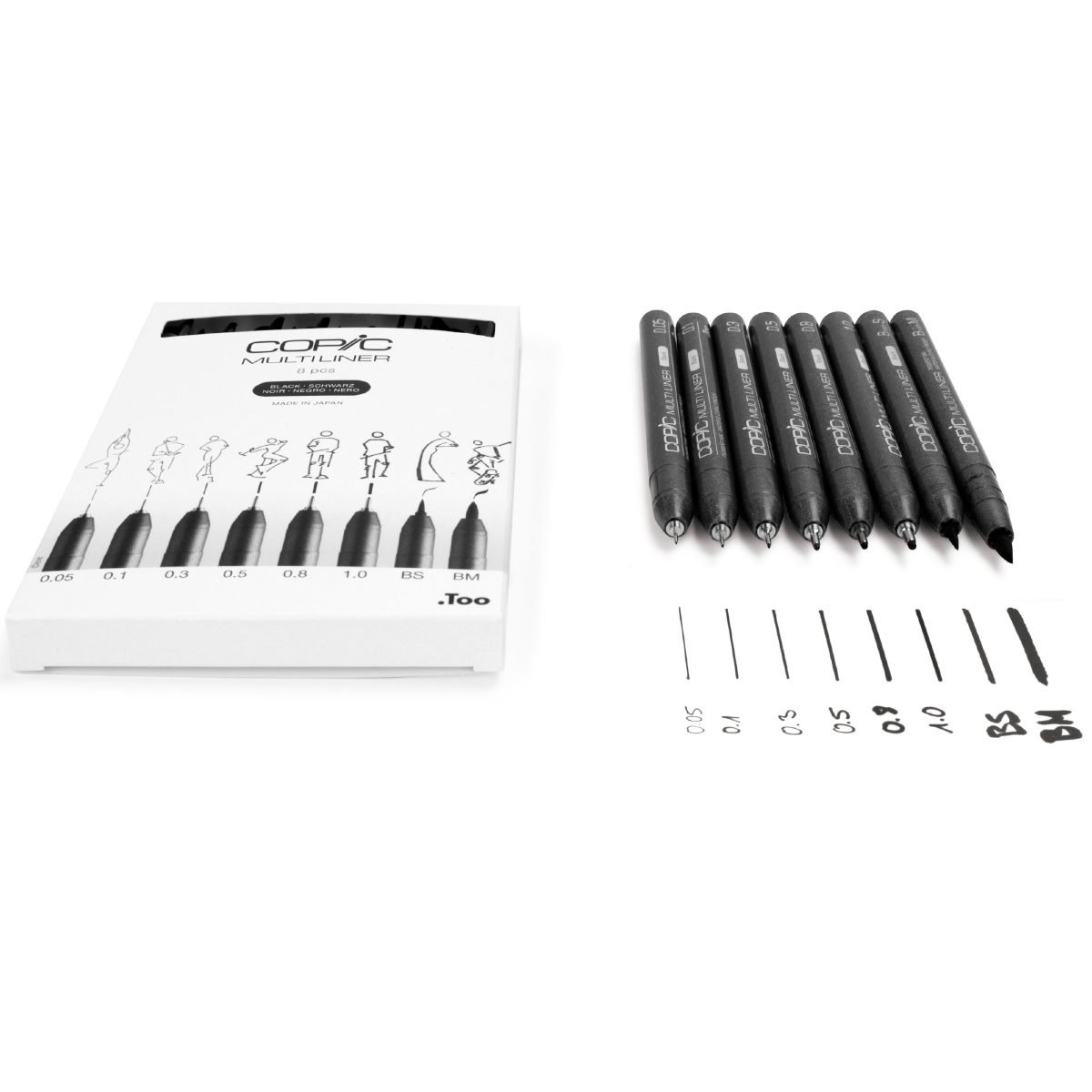 Copic "Multiliner 8er Set" Black (verschiedene Strichstärken)