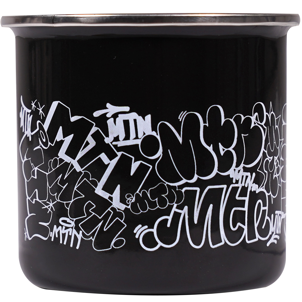 MTN "Throwups" Emailletasse Schwarz