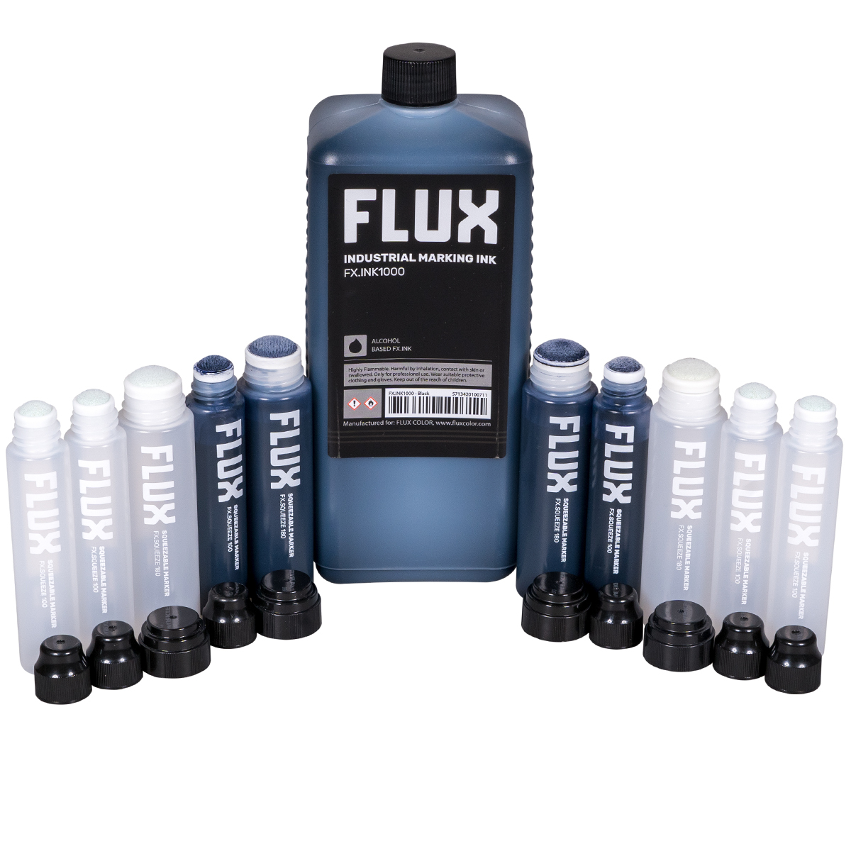 Flux "FX.INK1000 - inkl. FX.Squeeze 100E/180E/100I/180I Marker Set 9"