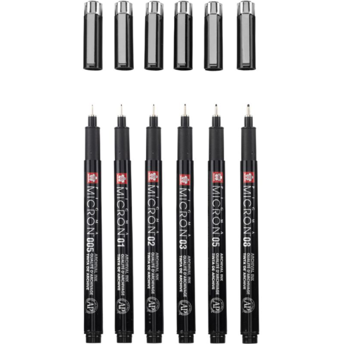 Sakura "Pigma Micron 6er Set + Free Case" - Black