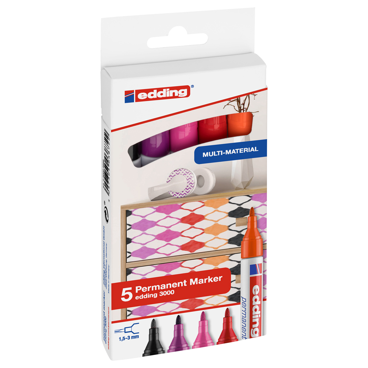 Edding "3000 Permanent Marker" 5er Set Warm Colours - (1,5-3mm)