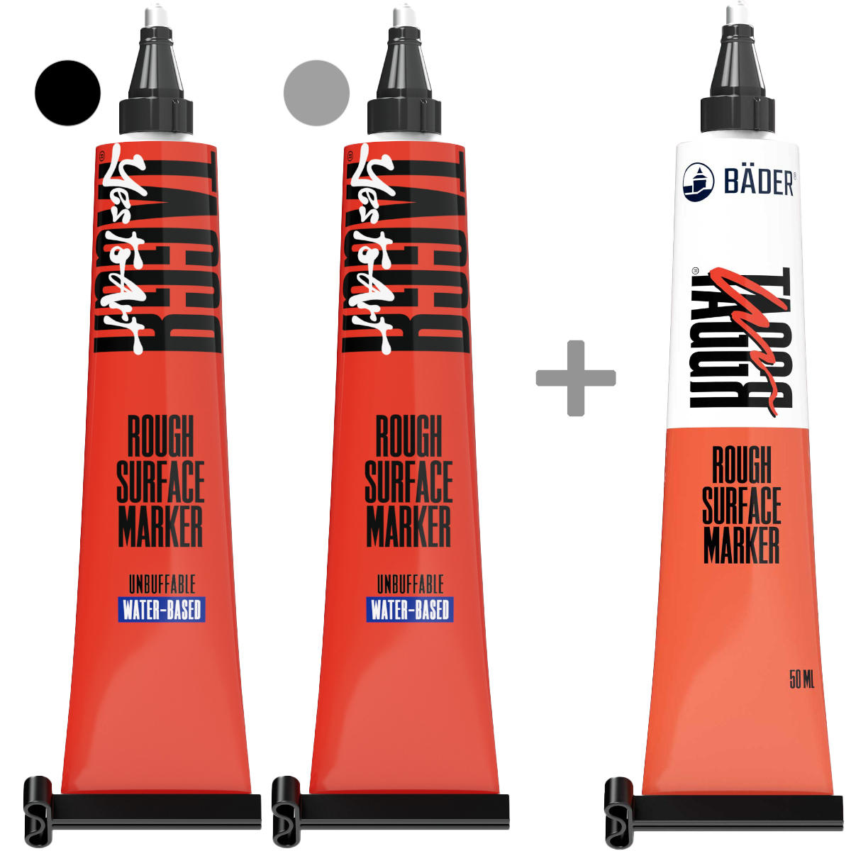 Bäder "TAGGR 2+1 Tubenmarker 3er Set" (2,5mm) Black, Grey & Random