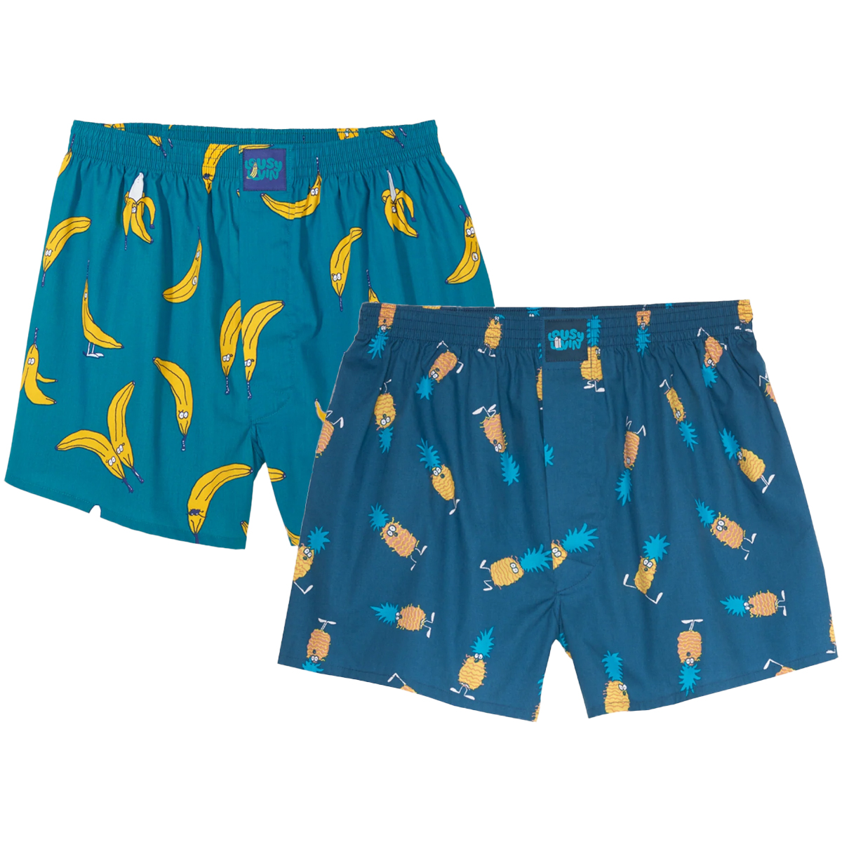 Lousy Livin Boxershorts "Bananas Ananas 2er Pack" Ocean/Blue Dive