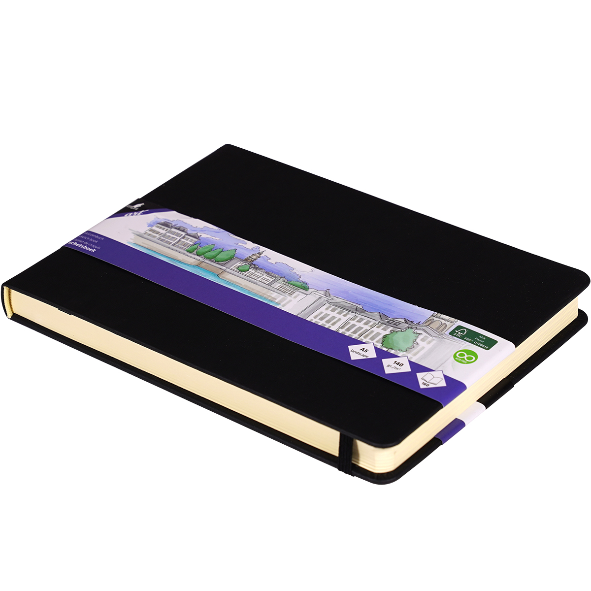 Kangaro "Skizzenbuch" A5 Querformat 140g/m² (Hardcover 160 Seiten) - Schwarz