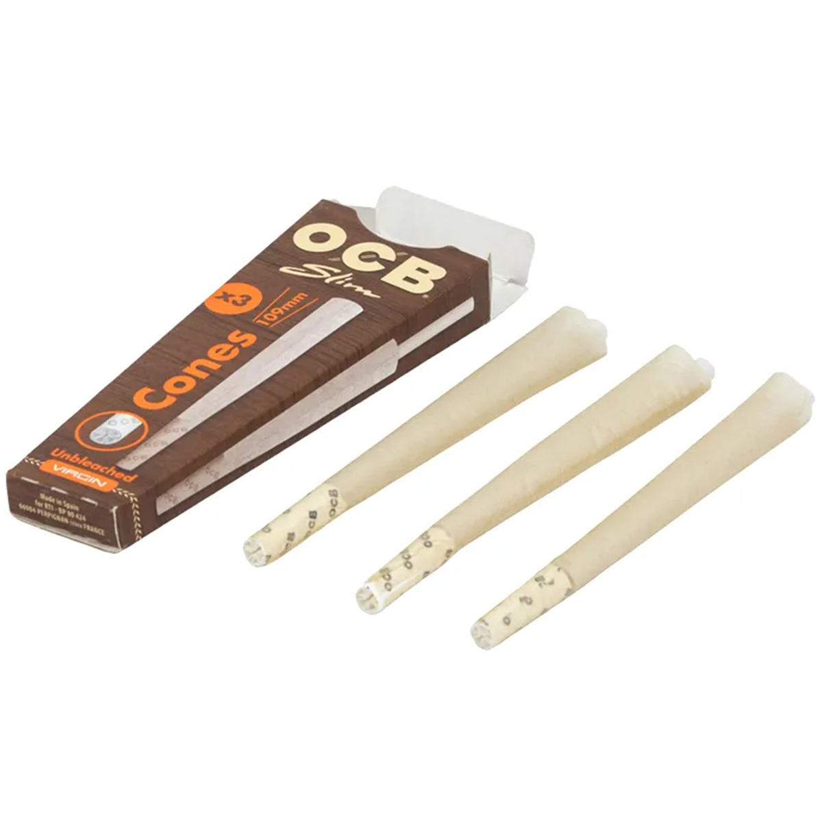 OCB Pre-Rolled Papers "Cones Virgin Slim Unbleached" (3 Stück)