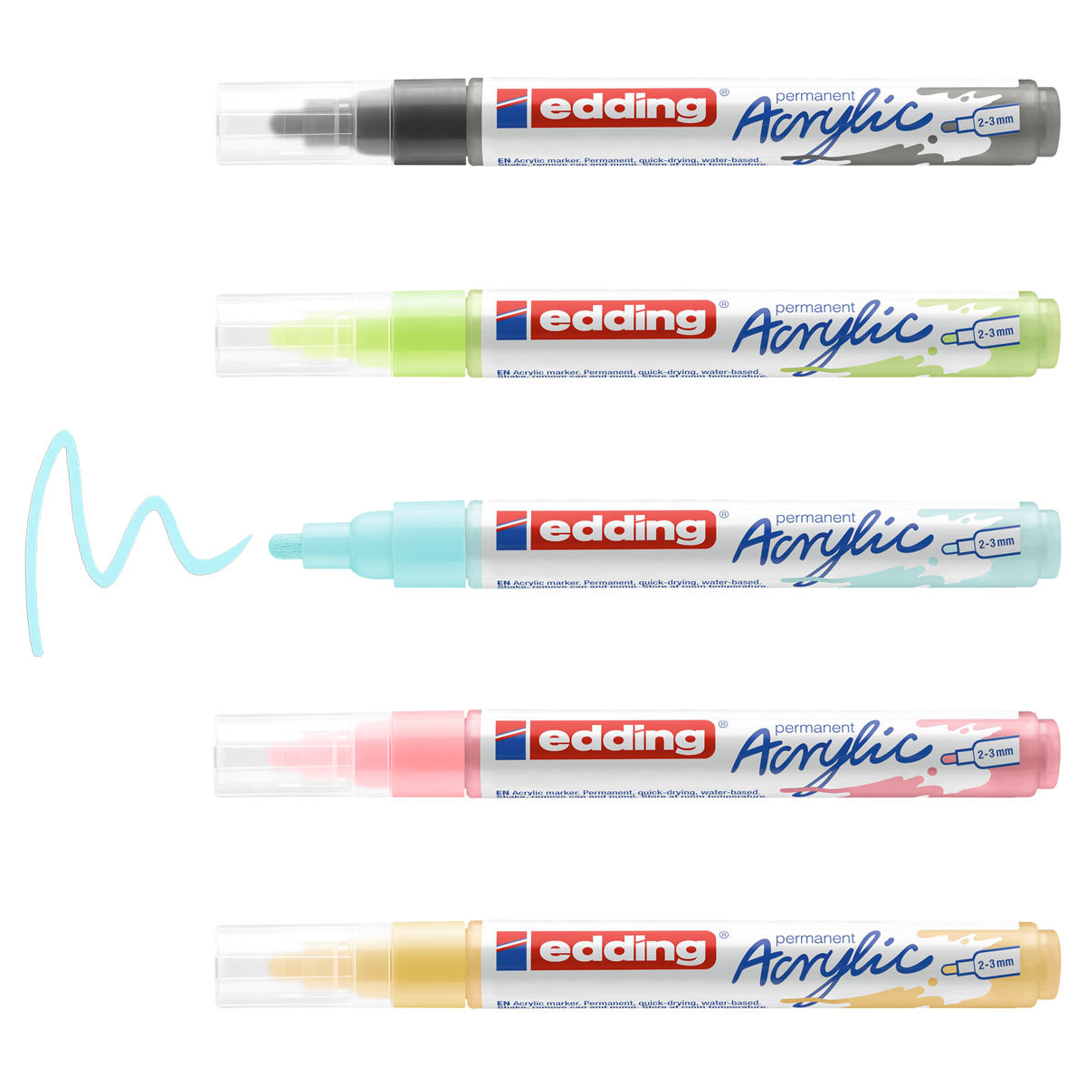 Edding "5100" Acrylmarker Rundspitze 5er Set Medium Pastel (2-3mm)