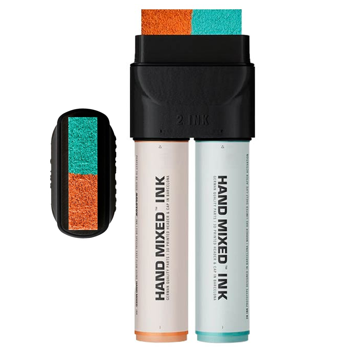 Hand Mixed "Double Tank" Ink Marker Robin - Orange/Green