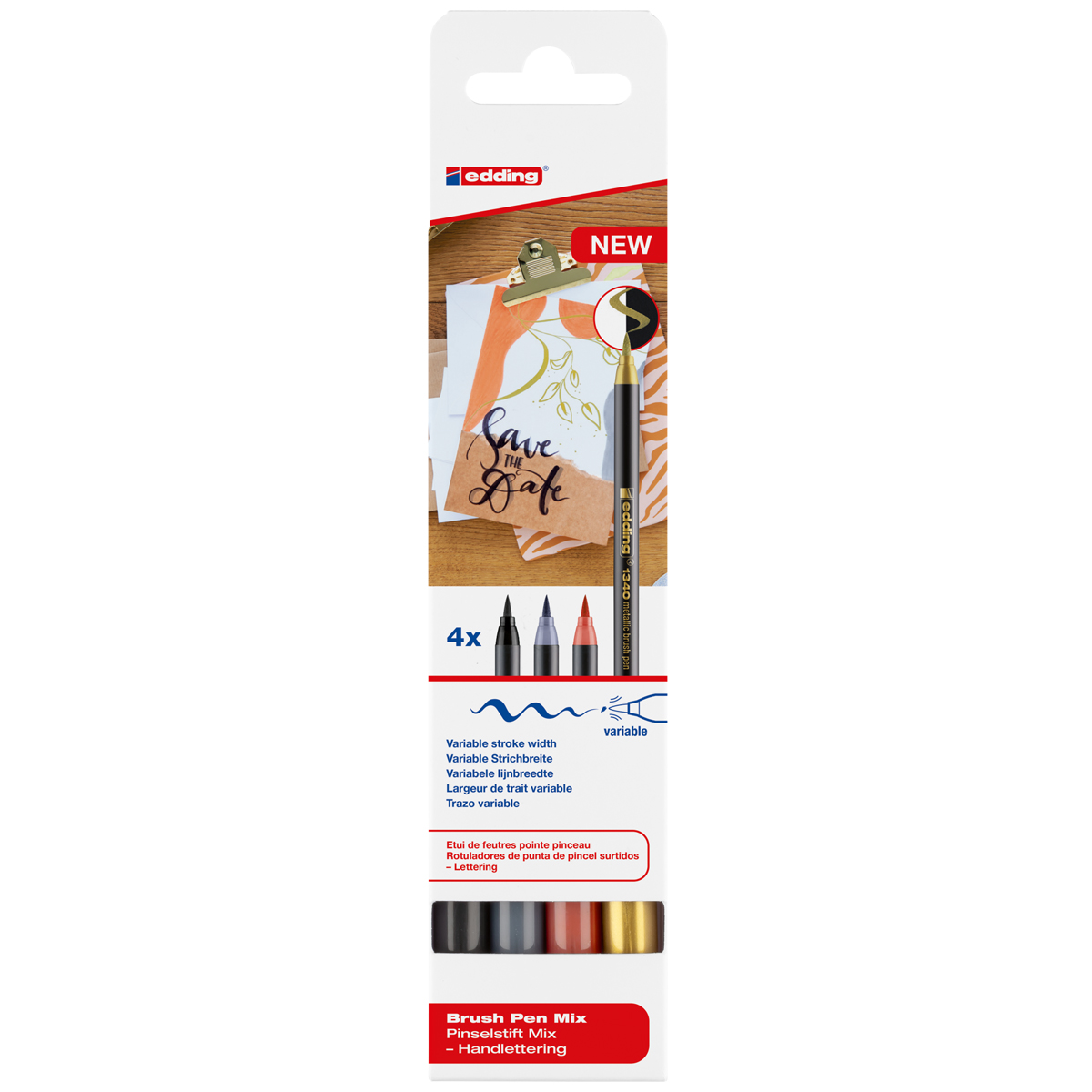 Edding "1340" Pinselstift Mix 4er Set Metallic (1-6mm)