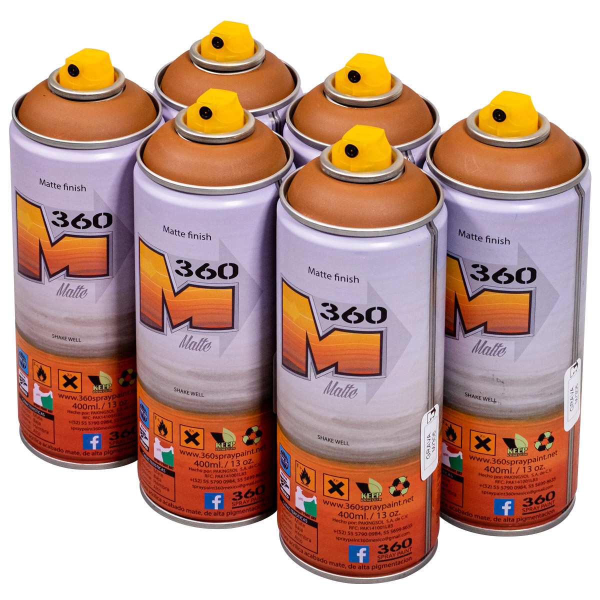 360 Spraypaint "Acabado Mate One Color Sixpack - Grava M/306 " (6x400ml)
