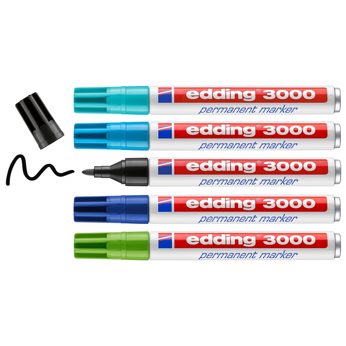 Edding "3000 Permanent Marker" 5er Set Cool Colours (1,5-3mm)