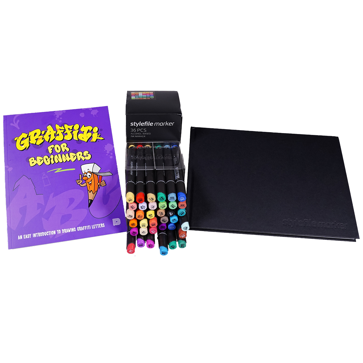 Stylefile Starter Set "Stylefile Twin 36er Main A, Buch "Graffiti for Beginners" inkl. A4 Blackbook"