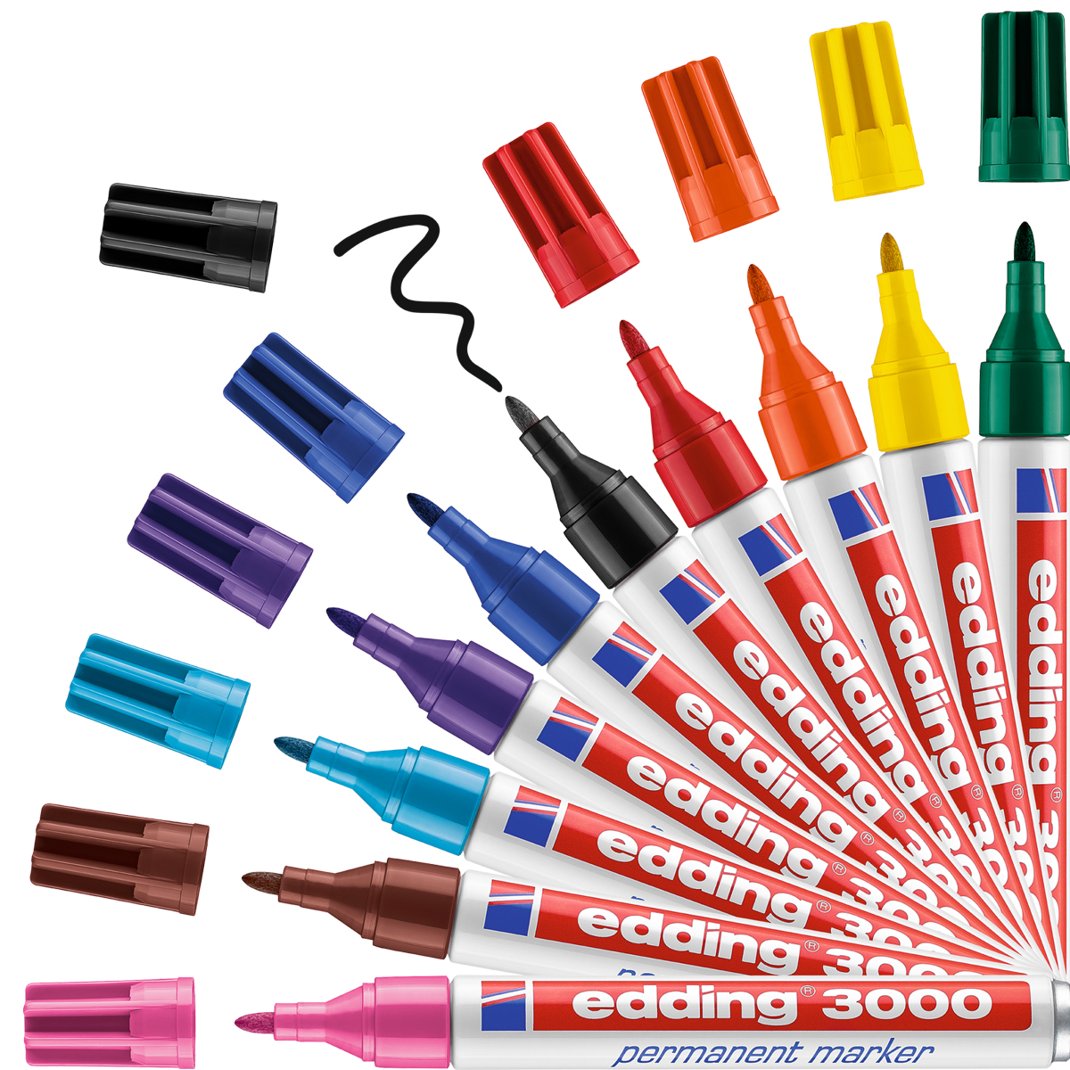 Edding "3000 Permanent Marker" 10er Set basic colours - (1,5-3mm)