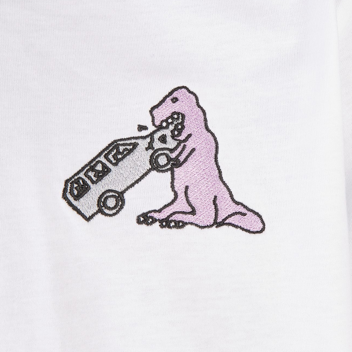 Cleptomanicx Boxy T-Shirt "Dino Carbuster" White