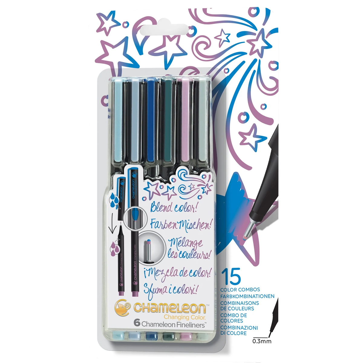 Chameleon "Fineliner 6er Set" - Cool Colors