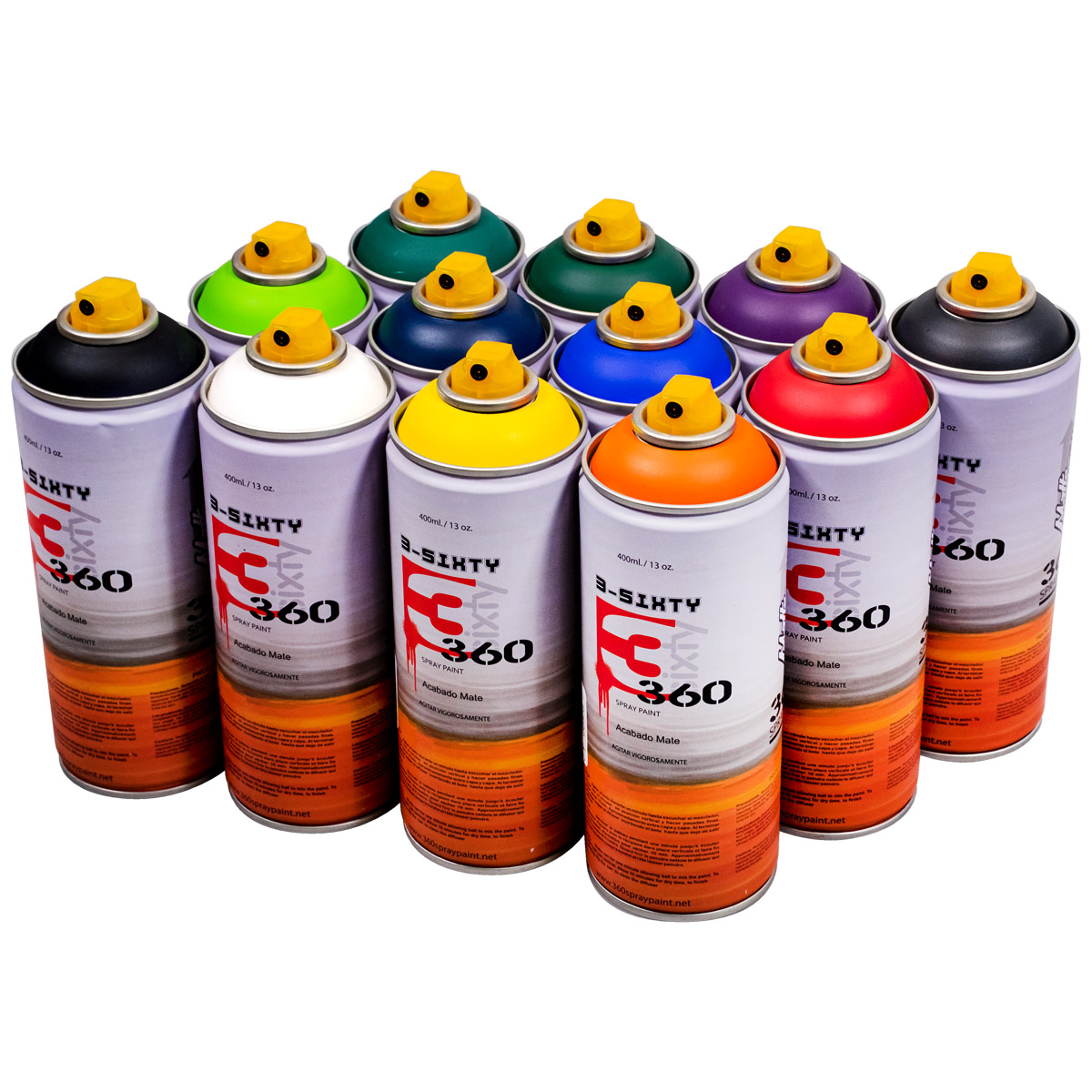 360 Spraypaint "Acabado Mate 12er Paint Box - Mixed Tones III" (12x400ml)
