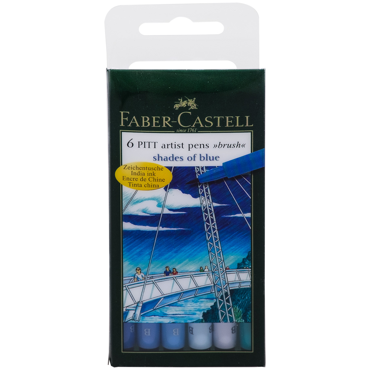 Faber-Castell "Pitt Artist Pen B (Brush)" Tuschestift 6er Set - Shades of Blue