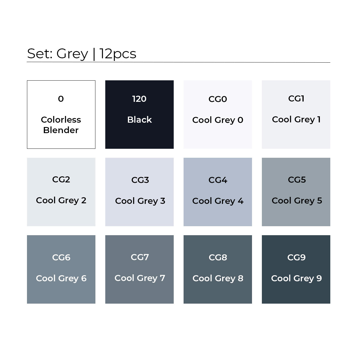 Toki "Grafikmarker 12er Set" - Grey