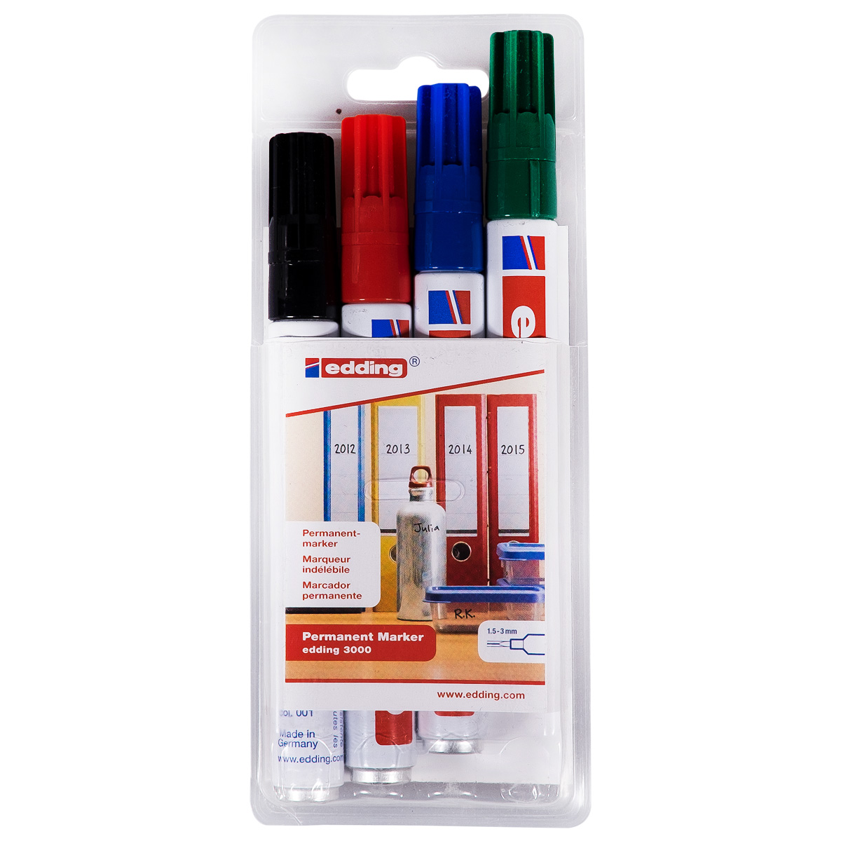 Edding "3000" Permanent Marker 4er Set (1,5-3mm)